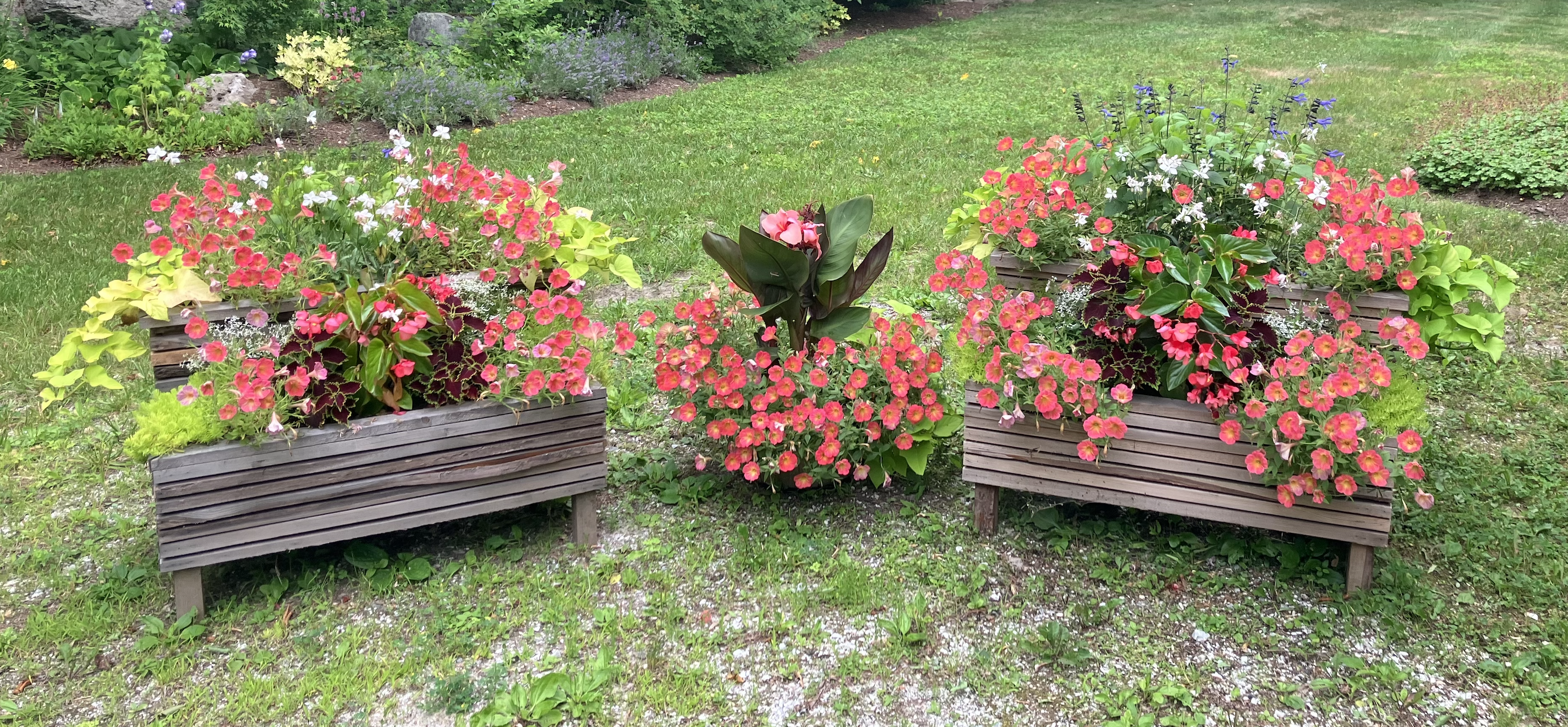 A planted window box ready for pickup